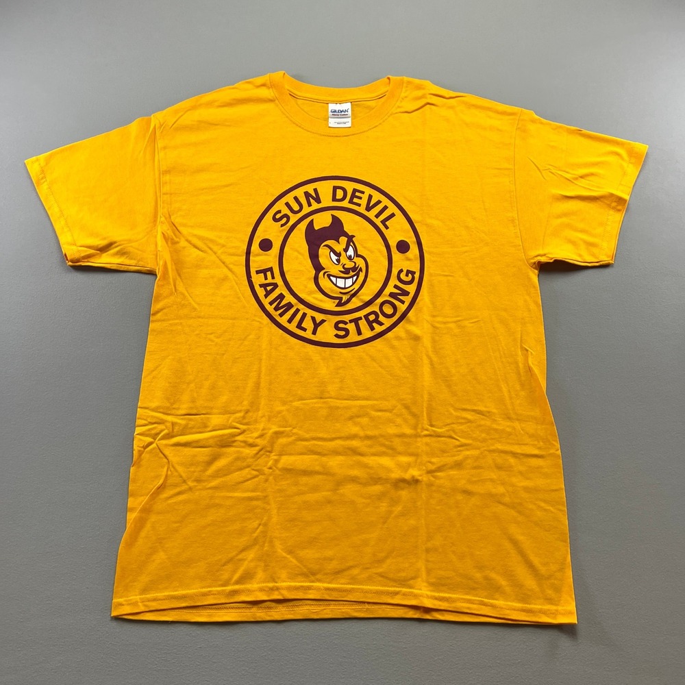 Arizona State Sun Devils Football T Shirt Mens Large Yellow Cotton Gildan NCAA